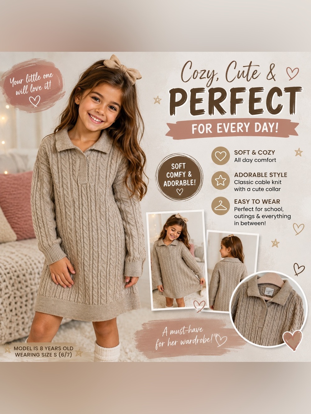 abercrombie kids Cable-Knit Polo Sweater Dress